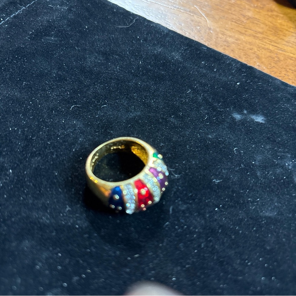 178 Joan Rivers Red, Blue, Green&Purple Enamel Rhinestone Gold Tone Dome  7.75 - Picture 4 of 10